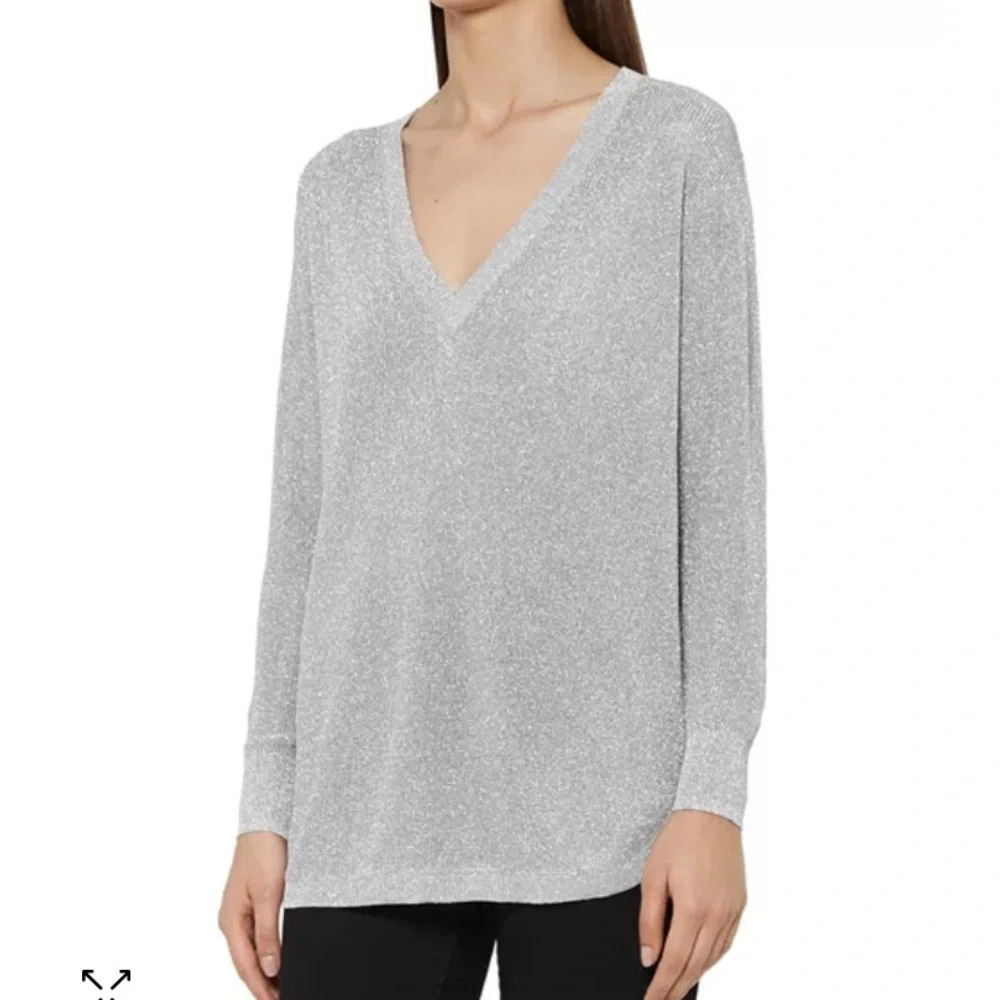 Reiss Bless metallic thread deep v-neck sweater 17961